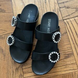 Stuart Weitzman Blingring Buckle Slide, size 9